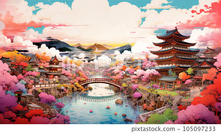 Colorful Japanese scenery (Tokyo, Kyoto, city) 105097233