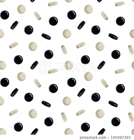 Black and white checkers pieces watercolor seamless pattern with for fabric, wrapping paper and club flyers design 105097265
