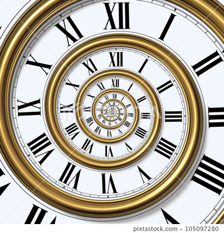 Time spiral concept with classic roman wall clock Time spiral concept with classic roman wall clock 105097280