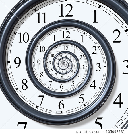 Time spiral concept with analog wall clock  105097281