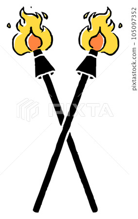 Torch hand-drawn line drawing illustration Torch hand-drawn line drawing illustration 105097352