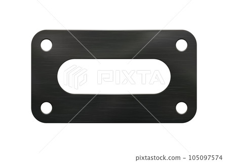 Rectangular black rubber gasket with rounded corners, elliptical and four round holes Rectangular black rubber gasket with rounded corners, elliptical and four round holes 105097574