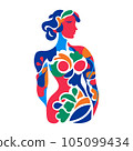Flat illustration of a silhouette of a girl on a white background. For your design 105099434