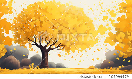 手绘卡通秋天的银杏树插画素材 手绘卡通秋天的银杏树插画素材 105099479