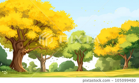 手绘卡通秋天的银杏树插画素材 手绘卡通秋天的银杏树插画素材 105099480