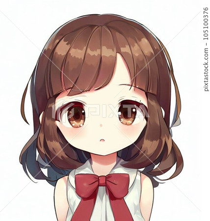 可愛的女孩穿著紅絲帶的衣服 105100376