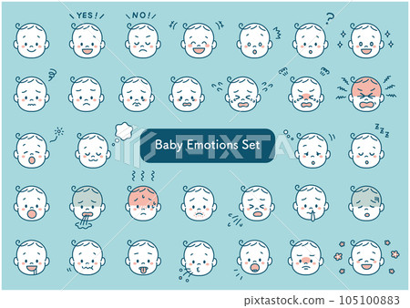Baby baby face illustration icon variation set simple Baby baby face illustration icon variation set simple 105100883