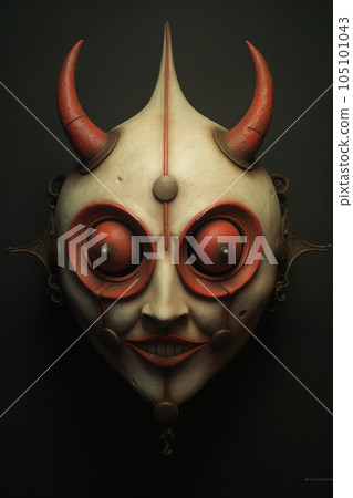 Generative ai. Fire skull Halloween illustration 105101043