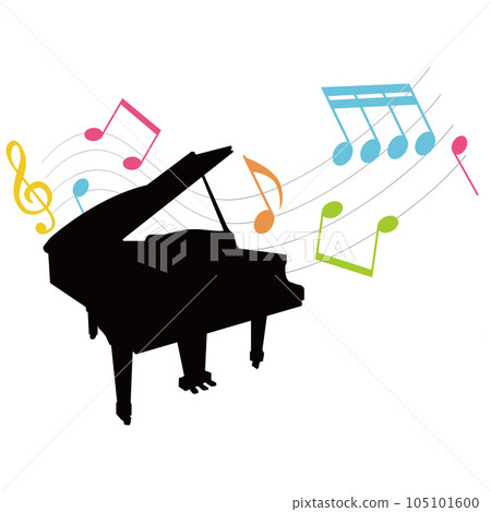 Illustration material vector of piano and musical notes 105101600