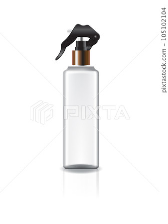 White square cosmetic bottle with spray head and copper ring for beauty or healthy product. White square cosmetic bottle with spray head and copper ring for beauty or healthy product. 105102104