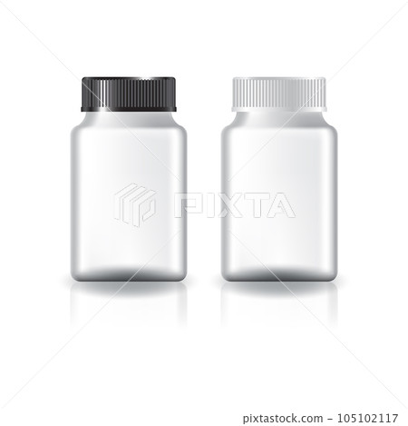 White square supplements, medicine bottle (black & white lid) for beauty or healthy product. 105102117