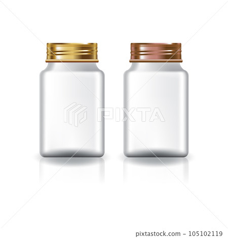 White square supplements, medicine bottle (gold & copper lid) for beauty or healthy product. 105102119