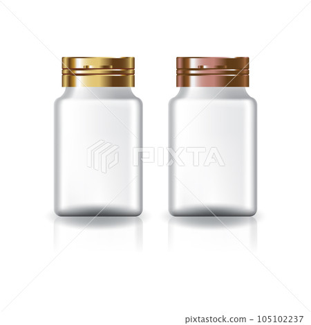 White square supplements, medicine bottle (gold & copper lid) for beauty or healthy product. 105102237