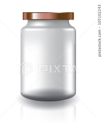 Blank clear round jar with copper lid medium high size for supplements or food product. 105102243
