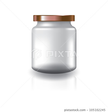 Blank clear round jar with copper lid for supplements or food product. 105102245