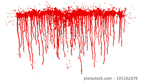 Grunge brush with realistic bright red liquid streaks, isolated from the background 105102876