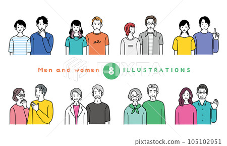 不同年齡段的男女的簡單插畫集 不同年齡段的男女的簡單插畫集 105102951