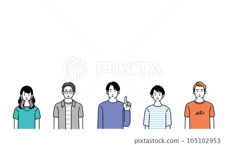 Simple illustration set of young generation men and women 105102953