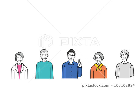 Simple illustration set of elderly men and women Simple illustration set of elderly men and women 105102954