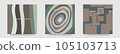 Abstract design of annual rings and squares Earth color square card 105103713