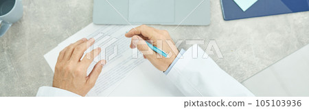 Elderly woman having online consultation with doctor 105103936