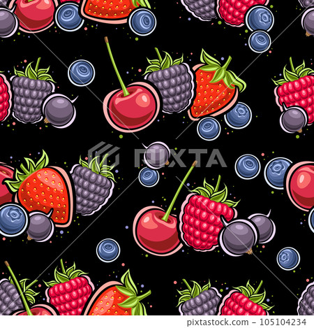 Vector Berry Seamless Pattern 105104234