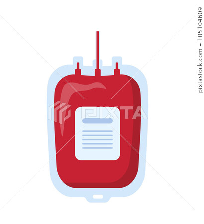 Blood bag with label. Blood transfusion. Blood donation. Concept vector illustration. Blood bag with label. Blood transfusion. Blood donation. Concept vector illustration. 105104609