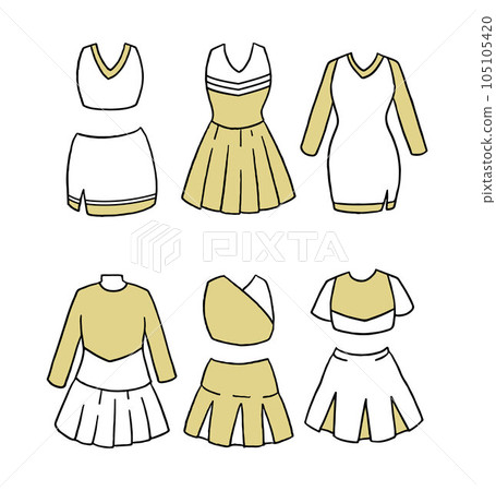 Illustration set of yellow cheerleader costume 105105420