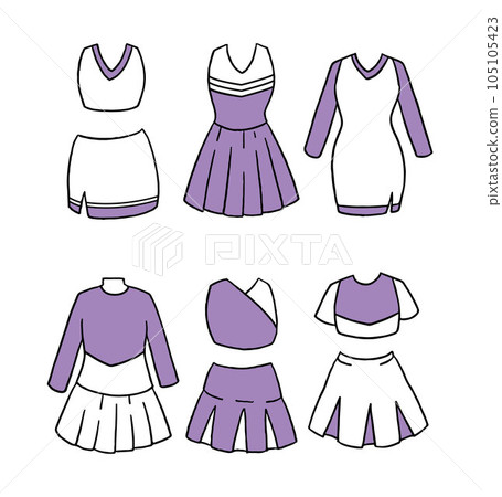 Illustration set of purple cheerleader costume Stock