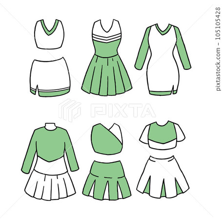 Green cheerleader costume illustration set - Stock Illustration [105105428]  - PIXTA