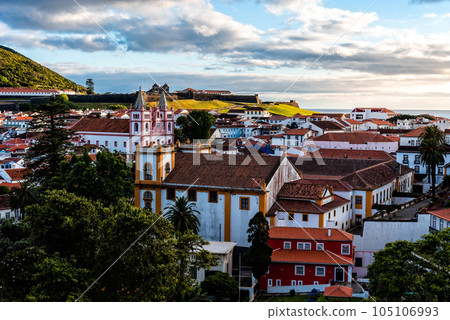 Panoramic Aerial View of the old Town of Angra do Heroismo 105106993