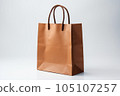 Brown paper shopping bag on white background, by AI Generated. 105107257