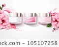 Cream jar and skin care set on white background, by AI Generated. 105107258