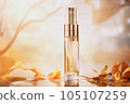 Moisturizer dropper in bottle, golden background, by AI Generated. 105107259