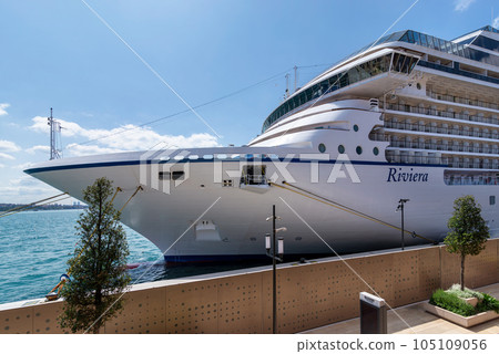 Riviera, Large cruise ship docked at Galataport, Bosphorus ditrict, Karakoy, Istanbul, Turkey 105109056