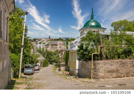 Old street in Kamianets-Podilskyi, Ukraine. 105109106