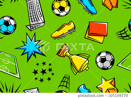 Pattern with soccer symbols. Football club illustration. 105109370