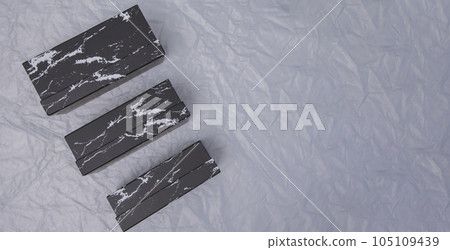 Blank black cardboard boxes for good and gifts. boxes for packaging goods from stores.festive packages 105109439