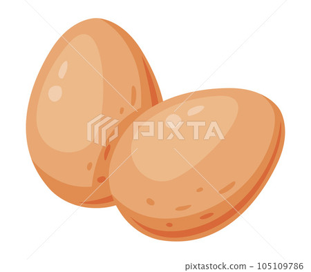Whole Raw Uncooked Egg with Brown Shell Vector Illustration 105109786
