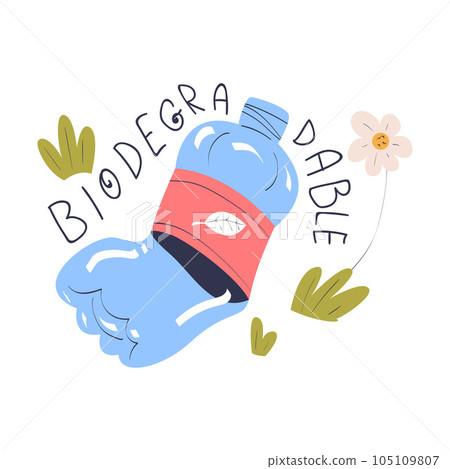 Biodegradable Plastic Bottle as Ecology and Planet Preservation Vector Illustration Biodegradable Plastic Bottle as Ecology and Planet Preservation Vector Illustration 105109807