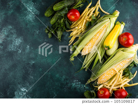 Assortment of various vegetables. Summer harvest. 105109817