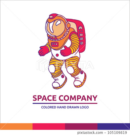 Astronaut logo, people inside spaceship. Space man character, rocket tourism, cosmonaut person in suit, futuristic univerce. Vector illustration flat concept Astronaut logo, people inside spaceship. Space man character, rocket tourism, cosmonaut person in suit, futuristic univerce. Vector illustration flat concept 105109819