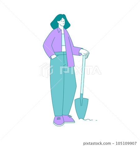 Eco-friendly Life with Woman with Shovel Save Planet Vector Illustration Eco-friendly Life with Woman with Shovel Save Planet Vector Illustration 105109907