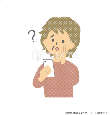 Stock Illustration: Senior woman operating a smartphone_40 Stock Illustration: Senior woman operating a smartphone_40 105109964