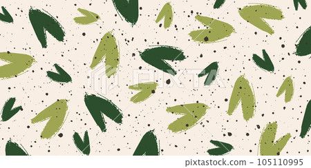 Abstract vector background with green brush strokes and dots on beige. Simple hand drawn pattern. Contemporary design for banner, cover, branding, card Abstract vector background with green brush strokes and dots on beige. Simple hand drawn pattern. Contemporary design for banner, cover, branding, card 105110995