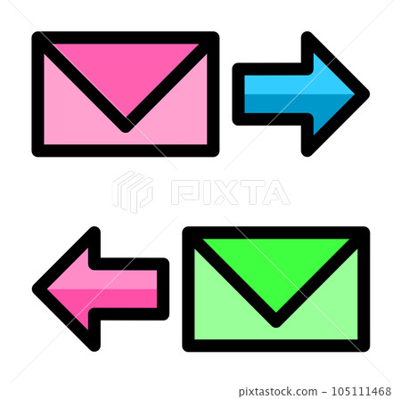在信封中發送和接收電子郵件的圖標插圖 105111468