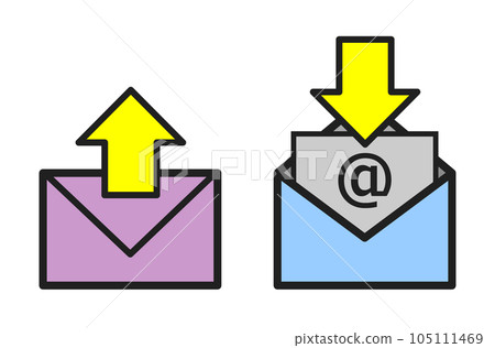 在信封中發送和接收電子郵件的圖標插圖 105111469