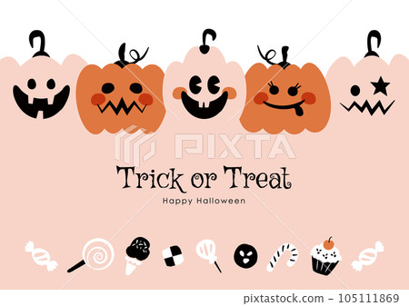 Halloween and sweets background illustration Simple and pop pumpkin ghost 105111869
