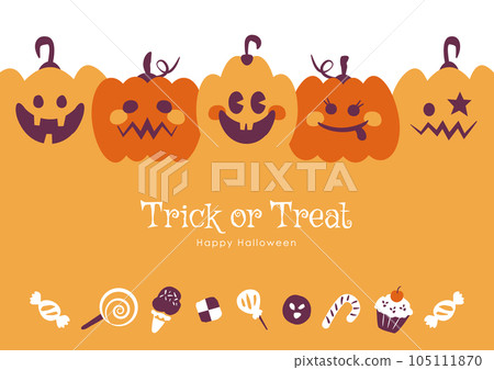 Halloween and sweets background illustration Simple and pop pumpkin ghost 105111870