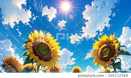 Sunflowers and summer sky AI image Sunflowers and summer sky AI image 105112569